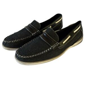Tim Evans, England, slip on loafer deck, boat shoes, black penny loafer style 10